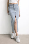 Falda Midi Jean Lavado Celeste