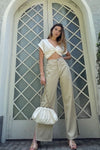 Jean Color Wide Leg Abertura Beige