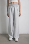 Pantalón jogger gris de mujer, corte ancho, con cintura elástica, estilo casual