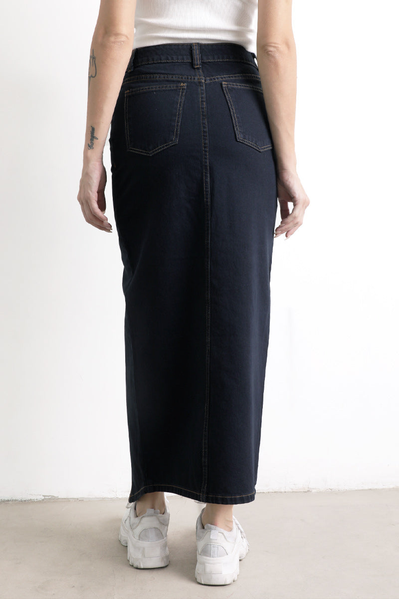 Falda Midi Jean Indigo Azul