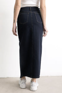 Falda Midi Jean Indigo Azul