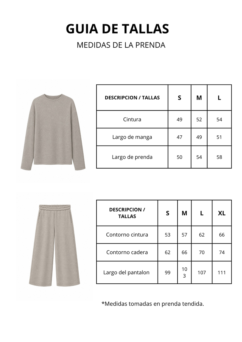Guía de tallas de Set Lucca beige