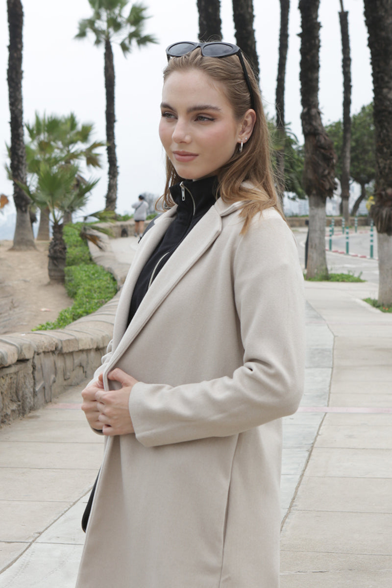 Abrigo Maxi Paño Beige